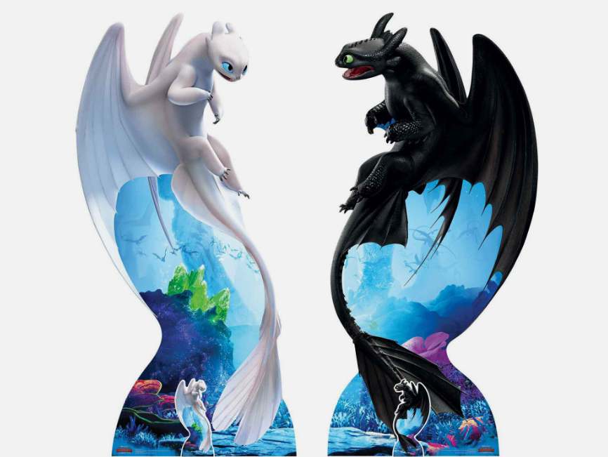 Toothless and Light Fury How to Train Your Dragon 3 Cardboard Cutouts - Set of 2