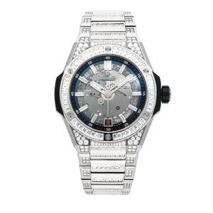 HUBLOT ウブロ 時計 ビッグ・バン インテグレーテッド タイムオンリー チタニウム パヴェ 456.NX.0170.NX.9804 スケルトン文字盤 自動巻き