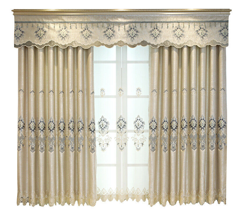 Custom European velvet embroidery cotton blackout curtain valance M698